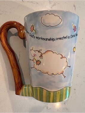 Vintage DaySpring Scripture Mug Ephesians 2:10 Whimsical Jumping Sheep 16oz